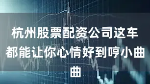 杭州股票配资公司这车都能让你心情好到哼小曲