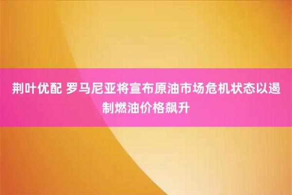 荆叶优配 罗马尼亚将宣布原油市场危机状态以遏制燃油价格飙升