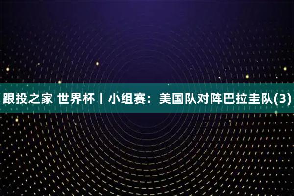 跟投之家 世界杯丨小组赛：美国队对阵巴拉圭队(3)