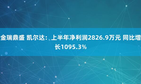 金瑞鼎盛 凯尔达：上半年净利润2826.9万元 同比增长1095.3%